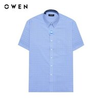 OWEN - Áo sơ mi ngắn tay Body Fit AB240647NT màu Xanh chất liệu Polyester Nano
