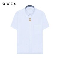 OWEN - Áo sơ mi ngắn tay Body Fit AB240698NT màu Trắng chất liệu Viscose-Polyester-Spandex