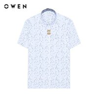 OWEN - Áo sơ mi ngắn tay Body Fit AB240690NT màu Trắng chất liệu Modal-Polyester- Spandex