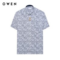 OWEN - Áo sơ mi ngắn tay Body Fit AB240671NT màu Trắng chất liệu Viscose-Polyester-Spandex