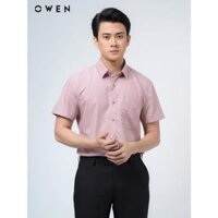 OWEN - Áo sơ mi ngắn tay Owen Regular fit chất sợi sen màu hồng ruốc 220089 - 38
