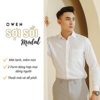OWEN - Áo sơ mi trắng dài tay Owen chất sồi siêu mềm mịn Regularfit Slimfit - Regular - Co tui - 40