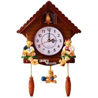 Owill Cuckoo Clock - Handcrafted Wooden Wall Pendulum Clock Hanging Quartz Cuckoo Clock for Wall - Antique Wooden Chalet Cuckoo Birdhouse Wall Cloc...