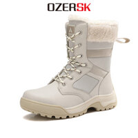 Ozersk Thương Hiệu Mới Nữ Giày Trượt Tuyết Chống Thấm Nước Mùa Đông Giữ Ấm Sang Trọng Chống Tuyết Chống Trơn Trượt Nền Tảng Thời Trang Nữ Mắt Cá Chân Giày Trắng