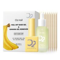 Oznail Sản xuất tại Hàn Quốc Banana Peel Off Base Gel 10g + Gel Tẩy 30ml + Gậy Gỗ Cam 10 chiếc