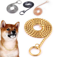 P Rắn Dây Xích Thép Không Gỉ Vàng Chó Dây Xích Cổ Kim Loại Trượt Đi Bộ Huấn Luyện Nhai Chống Thú Cưng Dây Xích Vòng Cổ