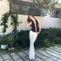 P171 - Set áo đi biển cổ yếm đan dây hở lưng phối chân váy ren ôm body đuôi cá sang chảnh