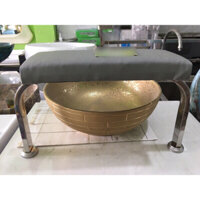 P203/KỆ INOX GÁC CHÂN, GIÁ KÊ CHÂN LÀM MÓNG TIỆM NAIL,SPA HOPU-1535X (nệm xám)