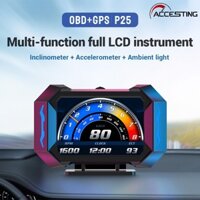 P25 Xe MỚI OBD2 Mét Máy Quét Kỹ Thuật Số Báo Động Đồng Hồ Đo Tốc Độ Hiển Thị Hud Nhiệt Độ Nước RPM turbo tăng