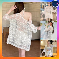 [P287] Áo KHOÁC len nữ REN HOA MỎNG form rộng dáng dài đi biển mùa hè xinh xắn - PnG