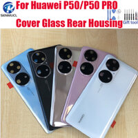 P50 / P50 Pro Nhà Ở Cho Huawei P50 Pro 6.6 "Vỏ Pin Cửa Sau Kính Sửa Chữa Điện Thoại Thay Thế Ốp Lưng Phía Sau + Logo Dính