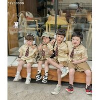 P859 Set đồ Tết áo sơ mi kèm cà vạt bé trai