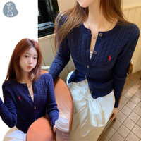 [Paandab] Áo len Cardigan crop dệt kim nguyên khối dành cho nữ Áo len dài tay cổ chữ O JOO