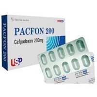 PACFON 200_USP_Cefpodoxime 100mg_Hộp/10V/16_Pacfon 200 được dùng để điều trị các bệnh đường hô hấp dưới, kể cả viêm phổi cấp tính mắc phải ở cộng đồng.