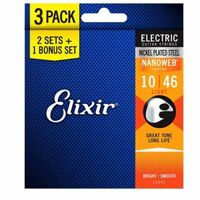 Pack 3 bộ Dây Đàn Guitar Electric Elixir 16542 (Cỡ 10-46 – Phủ lớp Nanoweb cao cấp)