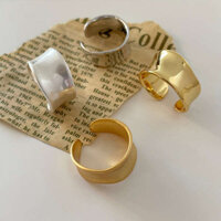 pairing female silver rings Rings bracelets + neck + rings Eina Matsumoto Cùng Phong Cách Hình Chữ c Mặt Rộng Nhẫn Không Đều Mạ Vàng Đau Khổ Mờ Bóng Mở Vòng Có Thể Điều Chỉnh