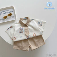 PAMKIDS P867 Set bộ sơ mi cà vạt bé trai