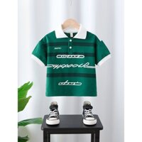 PAMKIDS P888 Áo polo phối cổ màu xanh lá ngắn tay cho bé trai