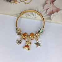 Pan 's Trang Sức Mới Gấu Dễ Thương Vòng Tay Inox Hút Chân Không Mạ Vàng Thật Màu Lâu Dài