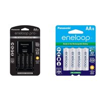 Panasonic K-KJ17KHCA4A Advanced Individual Cell Battery Charger Pack with 4 AA eneloop pro High Capacity Ni-MH Rechargeable Batteries,Black,4-Pack ...