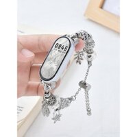 Pandora Sang Trọng Ban Nhạc Cho Xiaomi Smart Band 9 Pha Lê Vòng Tay Dây Đeo Đồng Hồ Cho Xiaomi Mi Band 9 Miband 8 Dây Đeo Tay Phụ Kiện Kim Loại