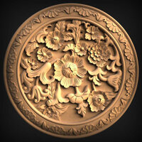 Panel Flower Round 3d STL Mô hình Embossed CNC Router Aspire Artcam Trang Thiết kế tròn Cut3D