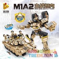 PanlosBrick 621020 Panlos Brick 621020  XE TĂNG CHIẾN ĐẤU CHỦ LỰC M1A2 bộ đồ chơi xếp lắp ráp ghép mô hình Transformers SUPER DEFORMATION M1A2 MAIN BATTLE TANK Robot Đại Chiến Người Máy Biến Hình 810 khối