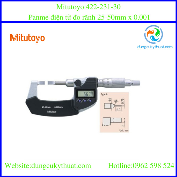 Panme đo rãnh ngoài Mitutoyo 422-231, 25-50mm