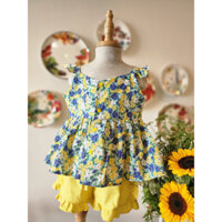 PANSY - Set quần áo mùa hè cho bé, chất liệu thô hàn cao cấp - hoa vàng xanh - Kandy Closet