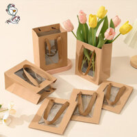 Paper Bags 10 Pack Gift Bags with Transparent Window with Handles for Shopping, Wedding, Wrapping, Birthday, HYJP