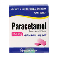 Paracetamol 650mg (10 vỉ x 10 viên/hộp)