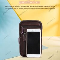 [Paradise1.vn] Túi đeo vai bằng da thật đa chức năng Túi xách đeo chéo nam có khóa kéo màu trơn