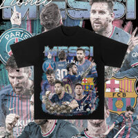 Paris Saint-Germain Messi Argentina Bóng Đá Siêu Sao In Hình Sinh Viên Cotton Rời Áo Thun Tay Ngắn