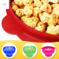 Partypalace Lò vi sóng Bát bỏng ngô Xô, Máy làm bỏng ngô tự làm bằng silicon có nắp Chips, Popcorn Popper Đĩa trái cây có thể gập lại màu đỏ an toàn Phim đêm