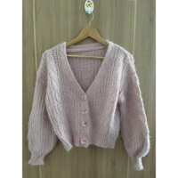 pass áo cardigan hồng pastel