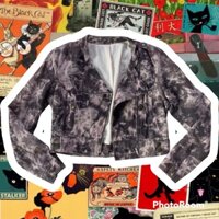 [PASS] Áo khoác jeans crop Y2K loang màu