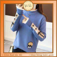 PASS Áo Len Dày Giữ Nhiệt Tốt Đính Hình Thêu Dễ Thương
