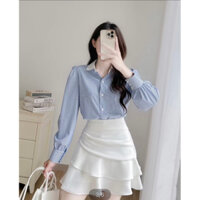 Pass áo MYAN DESIGN - Áo sơ mi nữ kiểu công sở cổ đức dài tay phong cách thanh lịch - size XL