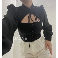 pass Áo sơ mi khoét ngực đen