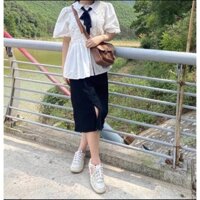 Pass áo sơ mi tay phồng cộc tay