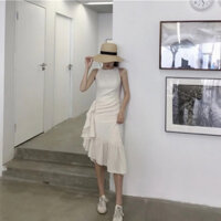 (PASS) đầm sát nách đầm xếp ly váy bèo nhún eo đầm đuôi cá đi biển dự tiệc