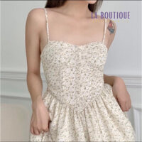 Pass đầm xoè 2 dây vải voan hoa nhí cúp ngực của brand LA BOUTIQUE - size L