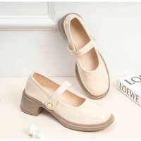 Pass - Giày Cao Gót Oxford 5cm Quai Ngang Đính Hạt - E250