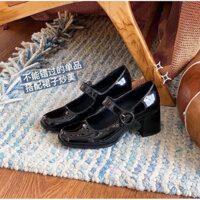 Pass giày mary jane đen size 36 cao 6p