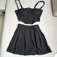 pass set nữ đen áo 2 dây và chân váy thanh lý đồ nữ đẹp