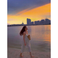 [Pass] Váy 2 dây nàng thơ hoa xanh đính ngọc Size M<55kg