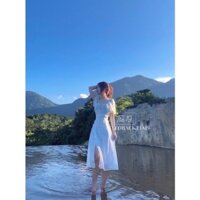 pass váy hoa xẻ đùi dáng dài