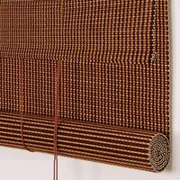 PASSENGER PIGEON Bamboo Roller Shades, Light Filtering Roll Up Blinds with Valance, 47" W x 48" L, Brown