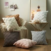 Passion Vỏ Gối Tựa Lưng Lông Nhung Ngắn Dập Sợi ZicZac Bắc Âu