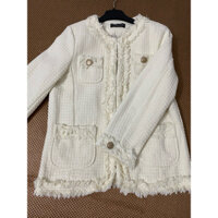 (Pass/thanh lý) Áo khoác dạ tweed màu trắng kem